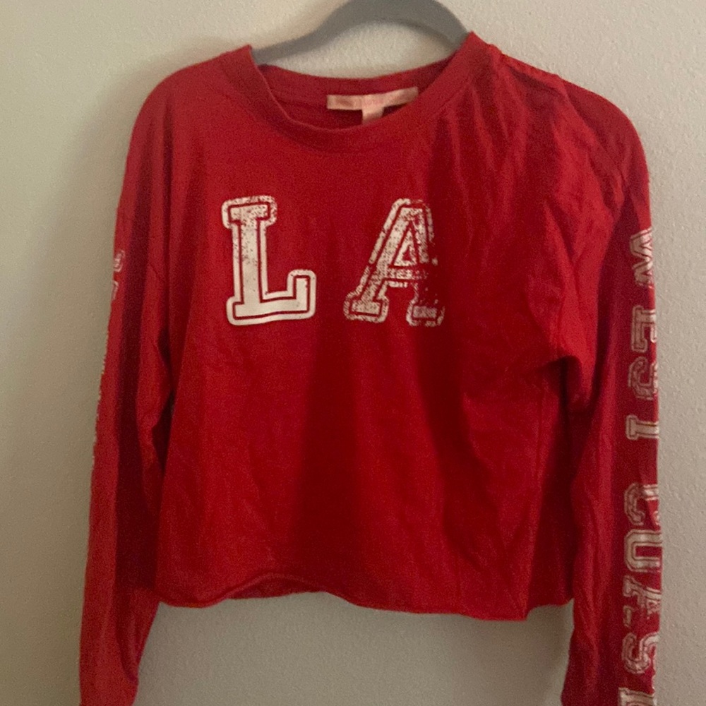 Red cropped long sleeve LA